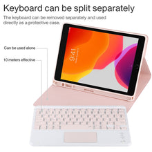 TG-102BC Detachable Bluetooth Pink Keyboard + Microfiber Leather Tablet Case for iPad 10.2 inch / iPad Air (2019), with Touch Pad & Pen Slot & Holder(Pink)