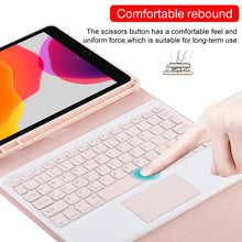 TG-102BC Detachable Bluetooth Pink Keyboard + Microfiber Leather Tablet Case for iPad 10.2 inch / iPad Air (2019), with Touch Pad & Pen Slot & Holder(Pink)