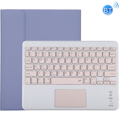TG-102BC Detachable Bluetooth Pink Keyboard + Microfiber Leather Tablet Case for iPad 10.2 inch / iPad Air (2019), with Touch Pad & Pen Slot & Holder(Purple)