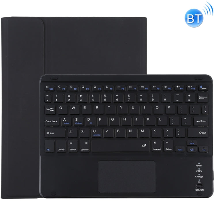 TG-102BC Detachable Bluetooth Black Keyboard + Microfiber Leather Tablet Case for iPad 10.2 inch / iPad Air (2019), with Touch Pad & Pen Slot & Holder(Black)