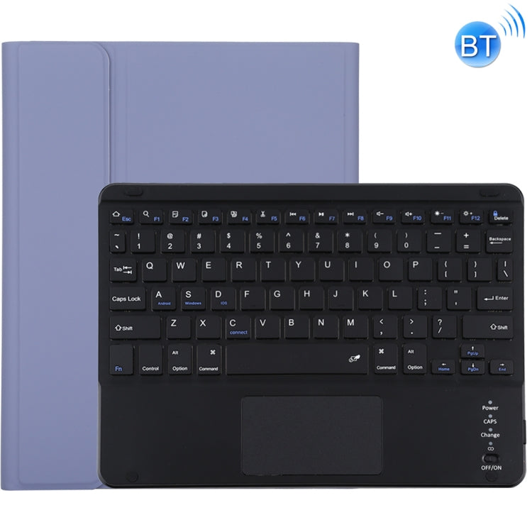 TG-102BC Detachable Bluetooth Black Keyboard + Microfiber Leather Tablet Case for iPad 10.2 inch / iPad Air (2019), with Touch Pad & Pen Slot & Holder(Purple)