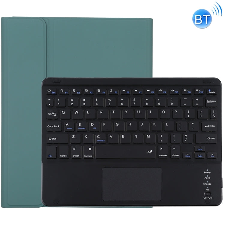 TG97BC Detachable Bluetooth Black Keyboard + Microfiber Leather Tablet Case for iPad 9.7 inch, with Touch Pad & Pen Slot & Holder(Dark Green)