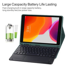 TG97BC Detachable Bluetooth Black Keyboard + Microfiber Leather Tablet Case for iPad 9.7 inch, with Touch Pad & Pen Slot & Holder(Dark Green)