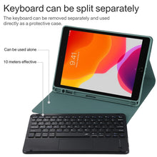 TG97BC Detachable Bluetooth Black Keyboard + Microfiber Leather Tablet Case for iPad 9.7 inch, with Touch Pad & Pen Slot & Holder(Dark Green)
