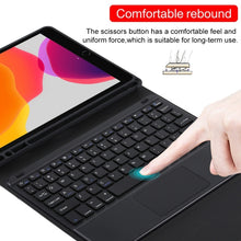 TG109BC Detachable Bluetooth Black Keyboard + Microfiber Leather Tablet Case for iPad Air 2020, with Touch Pad & Pen Slot & Holder (Black)