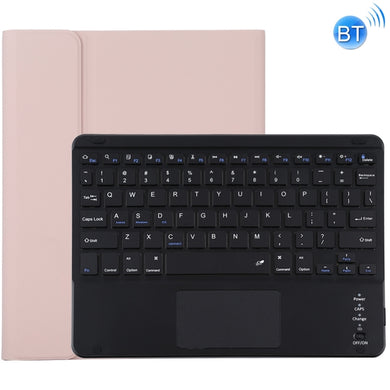 TG109BC Detachable Bluetooth Black Keyboard + Microfiber Leather Tablet Case for iPad Air 2020, with Touch Pad & Pen Slot & Holder (Pink)
