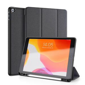 For iPad 10.2 DUX DUCIS Domo Series Horizontal Flip Magnetic PU Leather Case with Three-folding Holder & Pen Slot & Sleep / Wake-up Function (Black)
