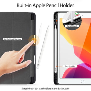 For iPad 10.2 DUX DUCIS Domo Series Horizontal Flip Magnetic PU Leather Case with Three-folding Holder & Pen Slot & Sleep / Wake-up Function (Black)