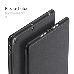 For iPad 10.2 DUX DUCIS Domo Series Horizontal Flip Magnetic PU Leather Case with Three-folding Holder & Pen Slot & Sleep / Wake-up Function (Black)