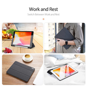 For iPad 10.2 DUX DUCIS Domo Series Horizontal Flip Magnetic PU Leather Case with Three-folding Holder & Pen Slot & Sleep / Wake-up Function (Black)