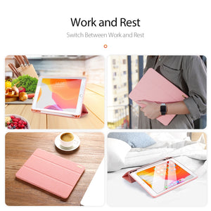 For iPad 10.2 DUX DUCIS Domo Series Horizontal Flip Magnetic PU Leather Case with Three-folding Holder & Pen Slot & Sleep / Wake-up Function (Pink)