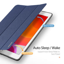For iPad 10.2 DUX DUCIS Domo Series Horizontal Flip Magnetic PU Leather Case with Three-folding Holder & Pen Slot & Sleep / Wake-up Function (Blue)