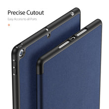For iPad 10.2 DUX DUCIS Domo Series Horizontal Flip Magnetic PU Leather Case with Three-folding Holder & Pen Slot & Sleep / Wake-up Function (Blue)