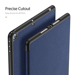 For iPad 10.2 DUX DUCIS Domo Series Horizontal Flip Magnetic PU Leather Case with Three-folding Holder & Pen Slot & Sleep / Wake-up Function (Blue)