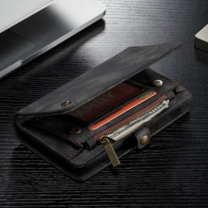 For iPhone XS Max CaseMe Detachable Multifunctional Horizontal Flip Leather Case with Card Slot & Holder & Zipper Wallet & Photo Frame (Black)