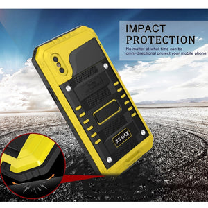 For iPhone XS Max Waterproof Dustproof Shockproof Zinc Alloy + Silicone Case (Yellow)