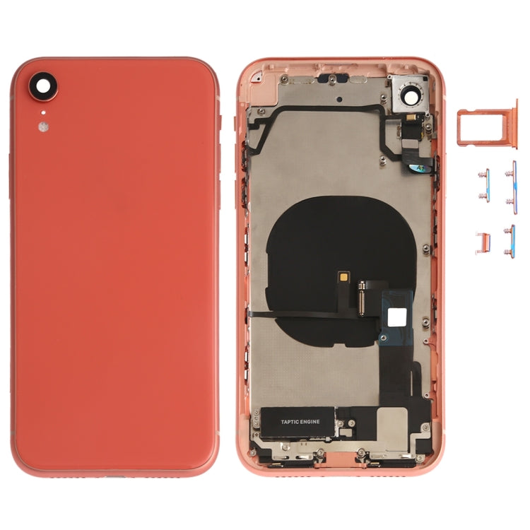 Battery Back Cover Assembly (with Side Keys & Speaker Ringer Buzzer & Motor & Camera Lens & Card Tray & Power Button + Volume Button + Charging Port + Signal Flex Cable & Wireless Charging Module) for iPhone XR(Orange)