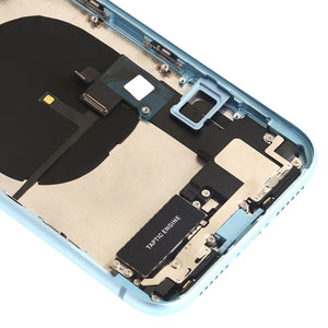 Battery Back Cover Assembly (with Side Keys & Speaker Ringer Buzzer & Motor & Camera Lens & Card Tray & Power Button + Volume Button + Charging Port + Signal Flex Cable & Wireless Charging Module) for iPhone XR(Blue)