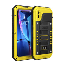For iPhone XR Waterproof Dustproof Shockproof Zinc Alloy + Silicone Case (Yellow)