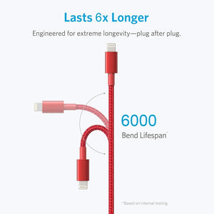 ANKER USB to 8 Pin Apple MFI Certificated Nylon Weaving Charging Data Cable, Length: 1m(Red)