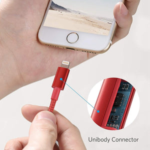 ANKER USB to 8 Pin Apple MFI Certificated Nylon Weaving Charging Data Cable, Length: 1m(Red)