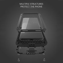 For iPhone X / XS LOVE MEI Metal Dropproof + Shockproof + Dustproof Protective Case (Black)