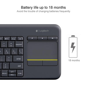 Logitech K400 Plus 2.4GHz Wireless Touch Control Keyboard, Wireless Range: 10m (Black)