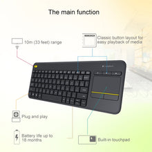 Logitech K400 Plus 2.4GHz Wireless Touch Control Keyboard, Wireless Range: 10m (Black)