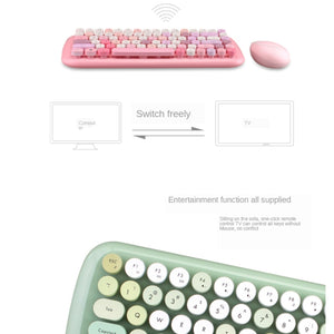 Mofii CADNY Pink Girl Heart Mini Mixed Color Wireless Keyboard Mouse Set(Green)
