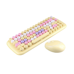 Mofii CADNY Pink Girl Heart Mini Mixed Color Wireless Keyboard Mouse Set (Yellow)