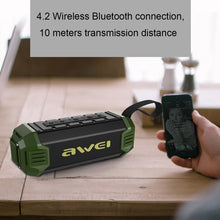 awei Y280 IPX4 Bluetooth Speaker Power Bank with Enhanced Bass, Built-in Mic, Support FM / USB / TF Card / AUX(Green)