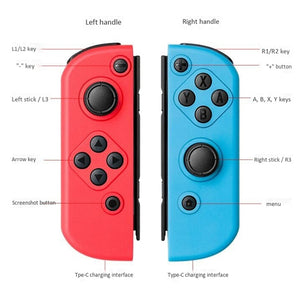 Left and Right Bluetooth Wireless Joypad Gamepad Game Controller for Switch(Black)