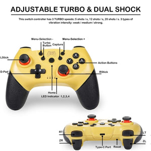 6-axis Bluetooth Joypad Gamepad Game Controller for Switch Pro(Yellow)