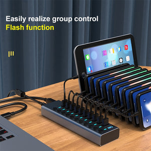 11 in 1 USB 3.0 HUB Splitter with Independent Switch & 12V 4A Power Supply