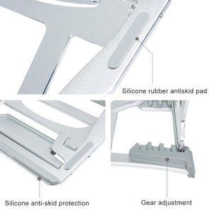 Aluminum Alloy Cooling Holder Desktop Portable Simple Laptop Bracket, Six-stage Support, Size: 21x26cm (Black Grey)