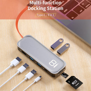 ROCK TR03 8 In 1 Type-C / USB-C to HDMI Multifunctional Extension HUB Adapter (Grey)