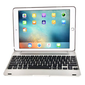 F19B for iPad 9.7 (2017/2018) & iPad Air & Air 2 & iPad Pro 9.7 & New iPad 9.7 inch (2017) Ultra-thin ABS Horizontal Flip Tablet Case + Bluetooth Keyboard(Silver)
