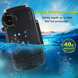 For iPhone X / XS PULUZ 40m/130ft Waterproof Diving Case, Photo Video Taking Underwater Housing Cover(Black)