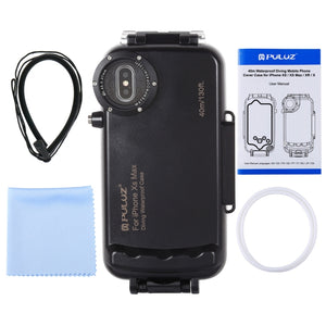 For iPhone XS Max PULUZ 40m/130ft Waterproof Diving Case, Photo Video Taking Underwater Housing Cover(Black)