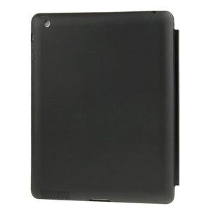 4-folding Slim Smart Cover Leather Case with Holder & Sleep / Wake-up Function for iPad 4 / New iPad (iPad 3) / iPad 2(Black)