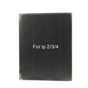 4-folding Slim Smart Cover Leather Case with Holder & Sleep / Wake-up Function for iPad 4 / New iPad (iPad 3) / iPad 2(Black)