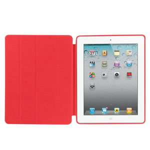 4-folding Slim Smart Cover Leather Case with Holder & Sleep / Wake-up Function for iPad 4 / New iPad (iPad 3) / iPad 2(Red)