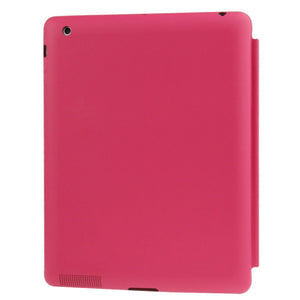 4-folding Slim Smart Cover Leather Case with Holder & Sleep / Wake-up Function for iPad 4 / New iPad (iPad 3) / iPad 2(Magenta)