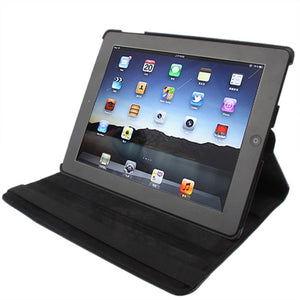 360 Degree Rotatable PU Leather Case with Sleep / Wake-up Function & Holder for New iPad (iPad 3) / iPad 2 / iPad 4, Black(Black)