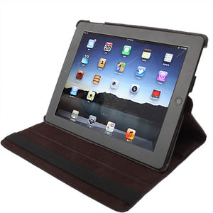 360 Degree Rotatable PU Leather Case with Sleep / Wake-up Function & Holder for New iPad (iPad 3) / iPad 2 / iPad 4, Coffee(Coffee)