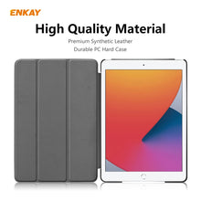 For iPad 10.2 2021 / 2020 / 2019 ENKAY ENK-8014 PU Leather + Plastic Smart Case with Three-folding Holder(Black)