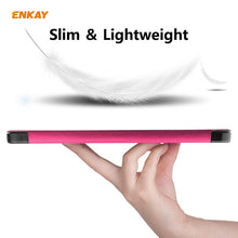 For iPad 10.2 2021 / 2020 / 2019 ENKAY ENK-8014 PU Leather + Plastic Smart Case with Three-folding Holder(Rose Red)