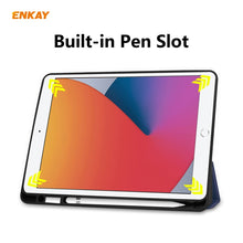 For iPad 10.2 2021 / 2020 / 2019 ENKAY ENK-8016 PU Leather + TPU Smart Case with Pen Slot(Dark Blue)