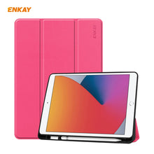 For iPad 10.2 2021 / 2020 / 2019 ENKAY ENK-8016 PU Leather + TPU Smart Case with Pen Slot(Rose Red)