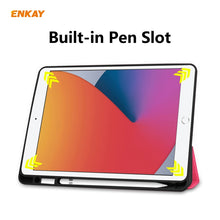 For iPad 10.2 2021 / 2020 / 2019 ENKAY ENK-8016 PU Leather + TPU Smart Case with Pen Slot(Rose Red)